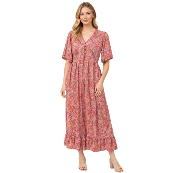 boemo Dresses & Skirts - Boemo Pink Paisley Boho Maxi Dress | Size L 🌸🌸🌸 Beautiful!